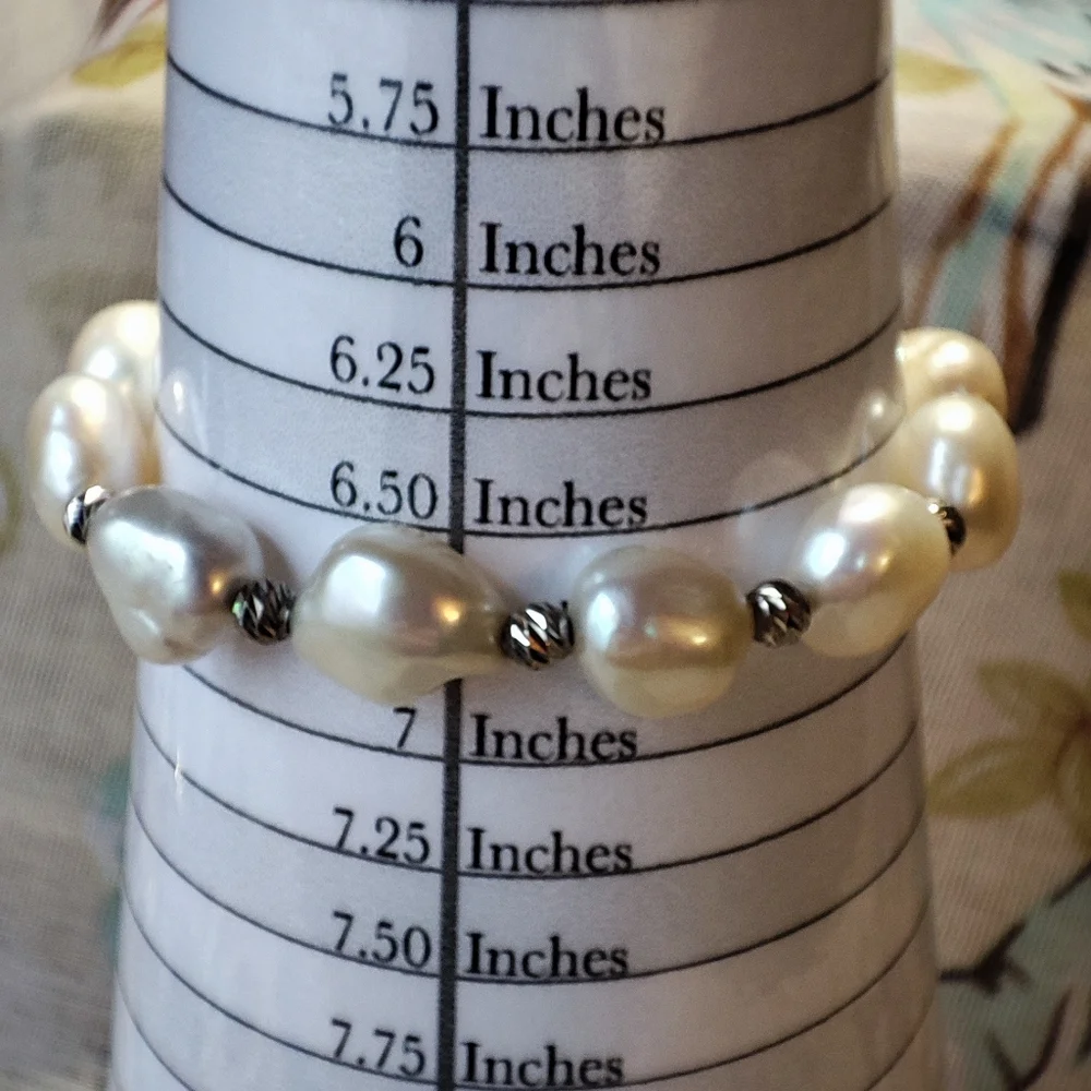 Set of 3 Pearl Stretch Bracelets Sunstone or Goldstone Bead Gritty Cold Vintage